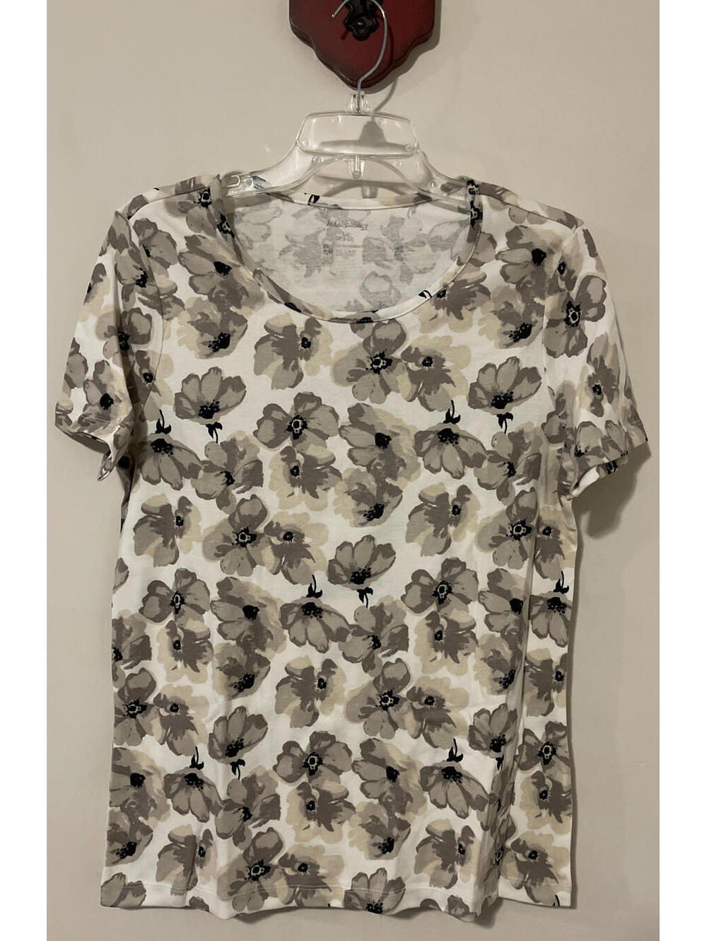 White Stag Womens Large White Floral Cotton Blouse! A6070